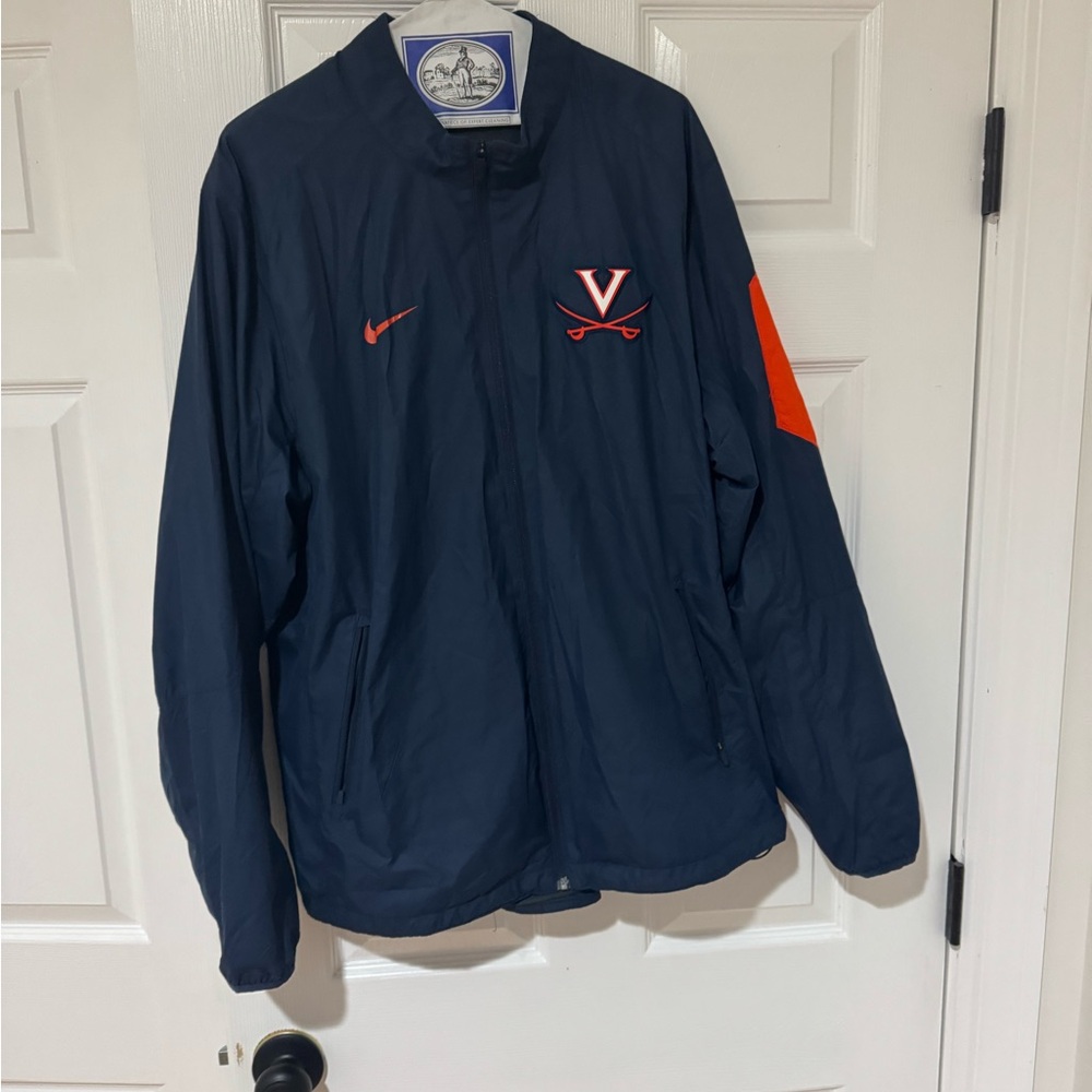 UVA - Nike Men's Dark Blue and Orange Windbreaker - XL